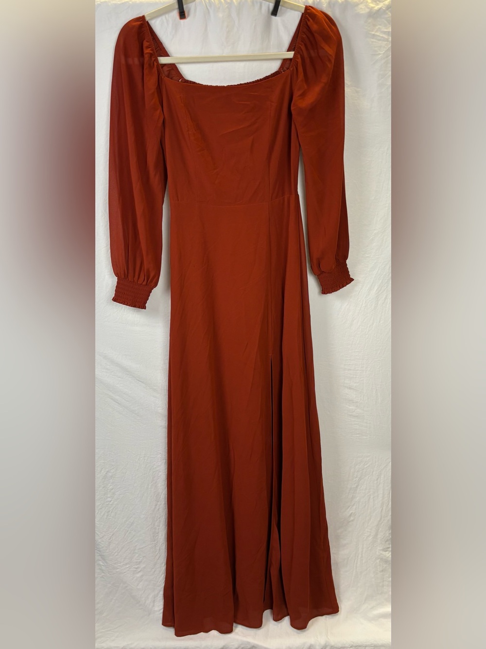 NWT Baltic Born women’s Small Rust Maxi Dress with Smocked Cuffs